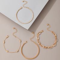 European And American Cross-border Jewelry Fashion Simple Gold Diamond Bracelet Four-piece Geometric Bracelet Set main image 3
