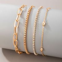 European And American Cross-border Jewelry Fashion Simple Gold Diamond Bracelet Four-piece Geometric Bracelet Set main image 5