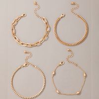 European And American Cross-border Jewelry Fashion Simple Gold Diamond Bracelet Four-piece Geometric Bracelet Set sku image 1