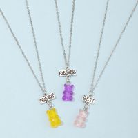 Candy Color Bear Pendant Necklace Set main image 1
