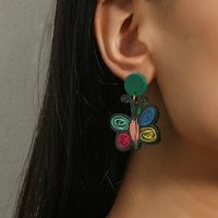 Holiday Style 925 Silver Needle Hypoallergenic Resin Butterfly Earrings sku image 1