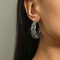Holiday Style 925 Silver Needle Hypoallergenic Resin Leopard Print Earrings sku image 1