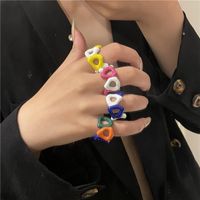 Korean New Sweet Fun Double Color Opening Ring Candy Color Spray Paint Dripping Oil Finger Ring main image 1