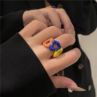Korean New Sweet Fun Double Color Opening Ring Candy Color Spray Paint Dripping Oil Finger Ring main image 4