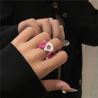 Korean New Sweet Fun Double Color Opening Ring Candy Color Spray Paint Dripping Oil Finger Ring main image 5