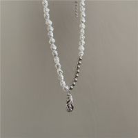 Retro Special-shaped Pearl Ball Double Clavicle Chain Sweet Cool Lava Pendant Necklace main image 5