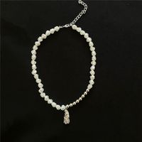 Retro Special-shaped Pearl Ball Double Clavicle Chain Sweet Cool Lava Pendant Necklace main image 6