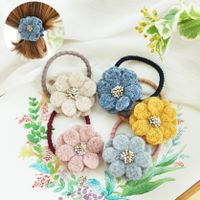 Fashion New Korean Woolen Handmade Cloth Flower Hair Tie Hair Tie Sweet Korean Rubber Band Hair Tie main image 2