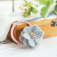 Fashion New Korean Woolen Handmade Cloth Flower Hair Tie Hair Tie Sweet Korean Rubber Band Hair Tie main image 4