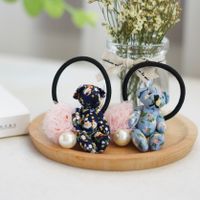 Cute Teddy Bear Korean Hair Rope Fresh Floral Korean Head Rope Rubber Band South Korea Dongdaemun Hair Accessories Headdress main image 2