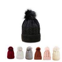 Pink Hat Korean Version Of Pure Color Wild Twist Woolen Hat Warm Fashion Hair Ball Trend Knitted Hat New main image 1
