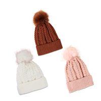 Pink Hat Korean Version Of Pure Color Wild Twist Woolen Hat Warm Fashion Hair Ball Trend Knitted Hat New main image 4
