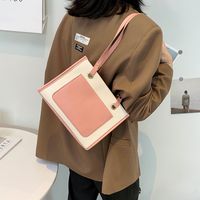 Korean Style Stitching Color Commuter Portable Single Shoulder Large Capacity Tote Bag main image 5