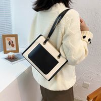 Korean Style Stitching Color Commuter Portable Single Shoulder Large Capacity Tote Bag main image 4