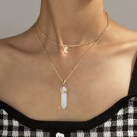 New Personality Creative Crystal Column Necklace Fashion Simple Star And Moon Crystal Column Multi-layer Necklace main image 1