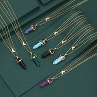 New Personality Creative Crystal Column Necklace Fashion Simple Star And Moon Crystal Column Multi-layer Necklace main image 6