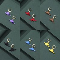 Nouvelles Boucles D&#39;oreilles De Dinosaure De Bande Dessinée De Personnalité Mode Petites Boucles D&#39;oreilles Multicolores De Dinosaure Mignon main image 1