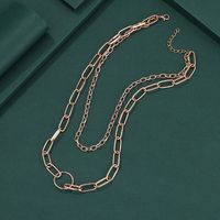 New Personality Retro Round Necklace Fashion Simple Alloy Hollow Gold And Silver Multi-layer Necklace main image 3