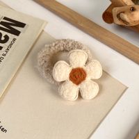 Autumn And Winter New Color Lamb Hair Flower Hair Ring Cute Ball Head Sweet Hair Accessories Plush Rubber Band sku image 1