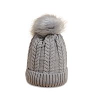 Pink Hat Korean Version Of Pure Color Wild Twist Woolen Hat Warm Fashion Hair Ball Trend Knitted Hat New sku image 2