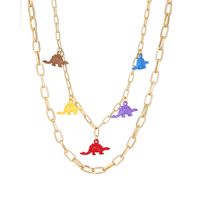 Nouveau Collier De Dinosaure Mignon De Mode Collier De Collier Multicouche De Dinosaure D&#39;alliage De Bande Dessinée De Personnalité De Bande Dessinée sku image 1