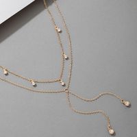 Korean Version Of New Jewelry Rhinestone Metal Two-layer Necklace main image 6
