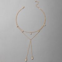 Korean Version Of New Jewelry Rhinestone Metal Two-layer Necklace sku image 1