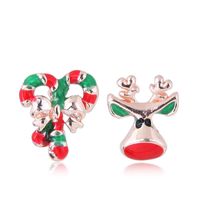 Korean Fashion Sweet Ol Metal Concise Christmas Series Asymmetrical Personality Stud Earrings sku image 1