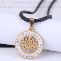 Korean Fashion Metal Simple Auspicious Tree Diamond Stainless Steel Personality Necklace sku image 1
