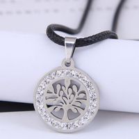Korean Fashion Metal Simple Auspicious Tree Diamond Stainless Steel Personality Necklace sku image 2