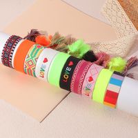 Ethnic Style Handmade Letter Embroidery Tassel Braided Bracelet Colorful Friendship Hand Rope Wristband main image 2