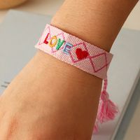 Ethnic Style Handmade Letter Embroidery Tassel Braided Bracelet Colorful Friendship Hand Rope Wristband main image 6