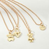 Hip Hop Sweet Cool Style Teddy Bear Necklace Love Lock Letter Round Bead Necklace main image 3