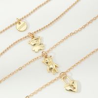 Hip Hop Sweet Cool Style Teddy Bear Necklace Love Lock Letter Round Bead Necklace main image 4