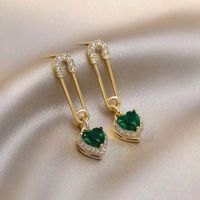 Korean Fashion Design Love Pin Earrings Diamond Crystal Earrings Simple Personality Trendy Earrings main image 5