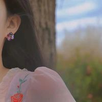 Korea Diamond Opal Crystal Flower Earrings Retro Design Sweet Stud Earrings main image 4