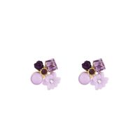 Korea Diamond Opal Crystal Flower Earrings Retro Design Sweet Stud Earrings main image 6