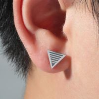 Fashion Jewelry Triangle Stud Earrings Smooth Ear Buckle Men And Women Stainless Steel Ear Jewelry main image 4