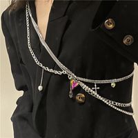 Hip Hop Cool Hipster Cross Metal Chain Colorful Decoration Body Chains Fashion Cool Earth Graceful Online Influencer Ornament main image 3