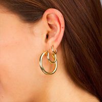 Geometric U-shaped Earclip Earrings Wholesale European And American Personalized Simple Ins New Tube Hollow Metal Earrings Female Temperament main image 6