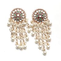 Mode Rétro Indien Exotique Ethnique Style Exagéré Boucles D'oreilles Européen Et Américain Cour Style Diamant Perle Gland Boucles D'oreilles main image 6