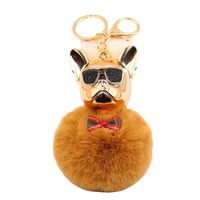 New Cross-border Cool Dog Creative Sunglasses French Bulldog Car Pendant Cute Dog Keychain Hair Ball Bag Pendant main image 6