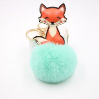 Cross-border Leather Cute Fox Plush Ball Pendant Bag Accessorie School Bag Purse Hair Ball Keychain main image 5