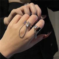 Ins Cold Wind Design Sense Zircon Tassel Open Copper Ring Niche Personality Ring main image 3