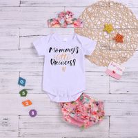 European And American Children's Clothing Letter Printing White Short-sleeved Romper Three-piece Suit main image 1