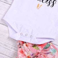 European And American Children's Clothing Letter Printing White Short-sleeved Romper Three-piece Suit main image 4