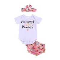 European And American Children's Clothing Letter Printing White Short-sleeved Romper Three-piece Suit main image 6