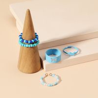 Retro Ins Creative Design Rice Bead Spray Paint 5-piece Set Fashion Simple Butterfly Opening Ring main image 3