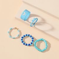Retro Ins Creative Design Rice Bead Spray Paint 5-piece Set Fashion Simple Butterfly Opening Ring main image 4