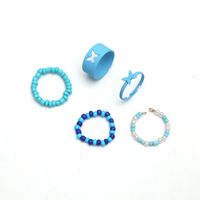 Retro Ins Creative Design Rice Bead Spray Paint 5-piece Set Fashion Simple Butterfly Opening Ring main image 5